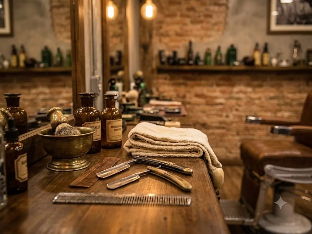 Bancada de ferramentas da Barbearia Navalha
